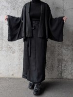 画像7: 【五三桐紋】黒紋付ラップスカートセットアップ (7)