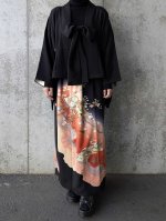 画像1: 【下がり藤紋】落款付き黒留袖オーバースカート＆リボンジャケットセットアップ (1)