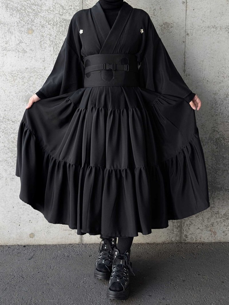 画像13: 【梅鉢紋】黒紋付ティアードコート (13)