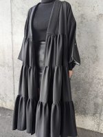 画像7: 【梅鉢紋】黒紋付ティアードコート (7)