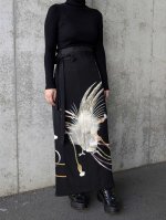 画像3: 【刺繍尾長鶏】黒留袖ラップスカート (3)