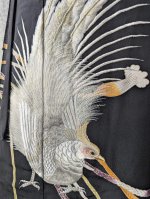 画像9: 【刺繍尾長鶏】黒留袖ラップスカート (9)