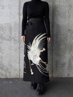 画像2: 【刺繍尾長鶏】黒留袖ラップスカート (2)