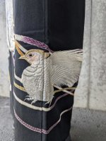 画像10: 【刺繍尾長鶏】黒留袖ラップスカート (10)