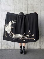 画像11: 【刺繍尾長鶏】黒留袖ラップスカート (11)